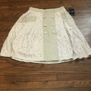 Adrianna Papell Beige khaki lace skirt 6